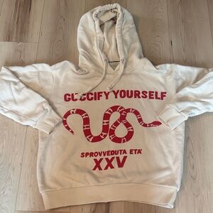 Gucci Off-White Hoodie with Red Snake Motif XS